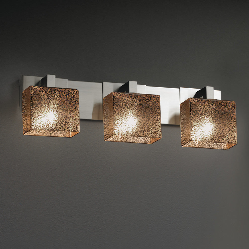 Fusion Modular 3-Light Bath Bar, Rectangle, Mercury Glass Shade