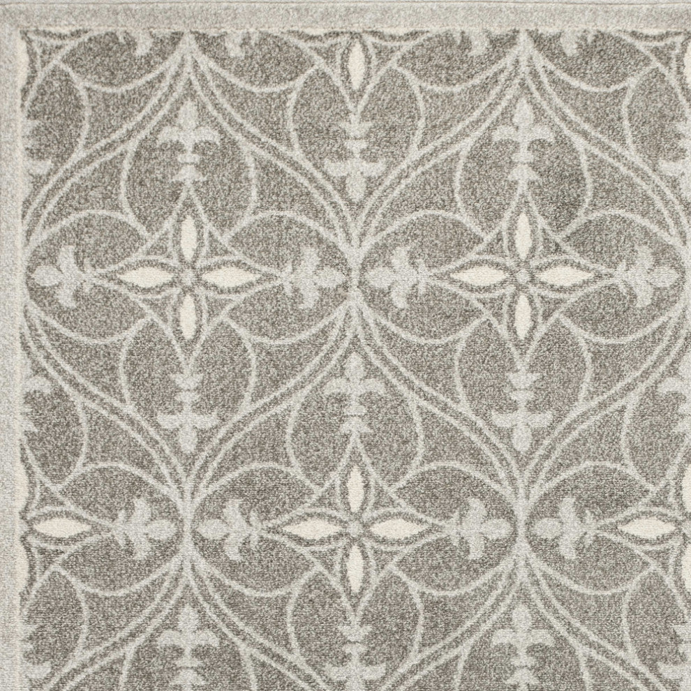 7' X 11' Grey Geometric Trellis Uv Treated Indoor Area Rug