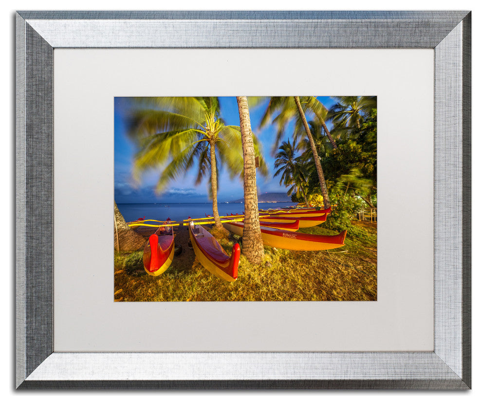 Pierre Leclerc 'Maui Outriggers' Matted Framed Art, Silver Frame, White, 20x16