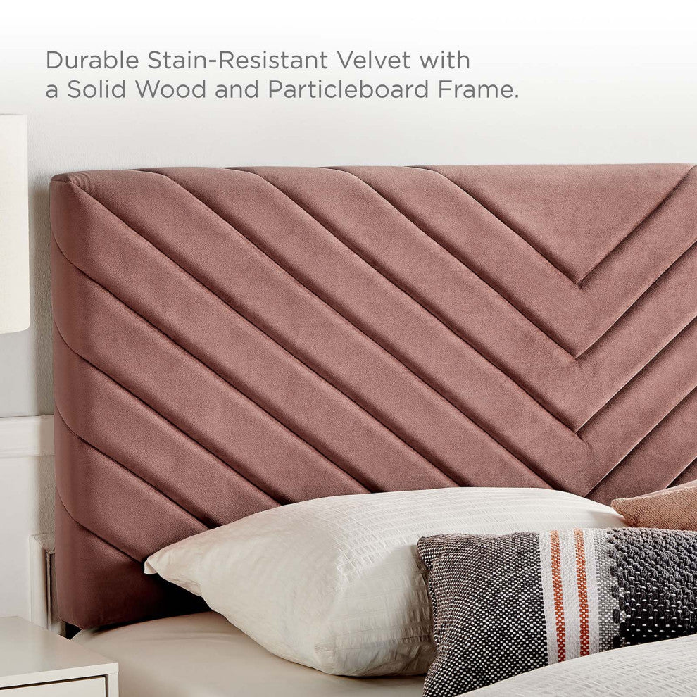 Platform Bed Frame, King Size, Pink, Velvet, Modern, Bedroom Master Guest Suite