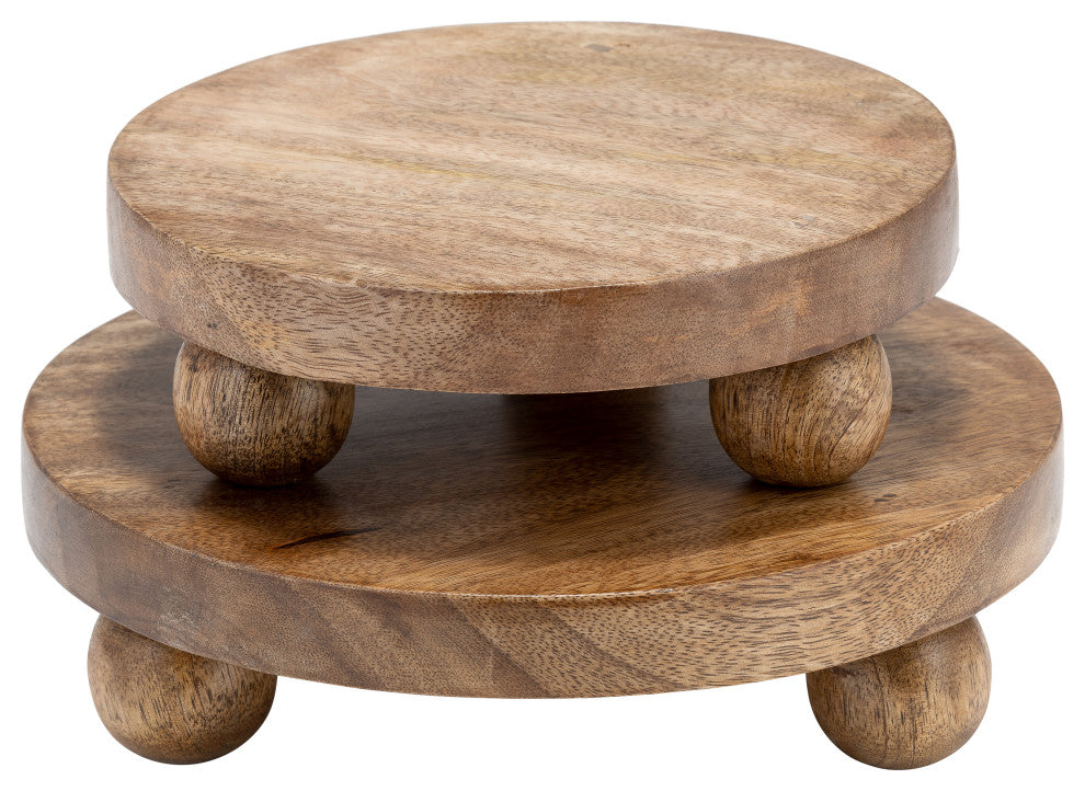Wood, Set of 2 8/10"D Round Risers, Natural