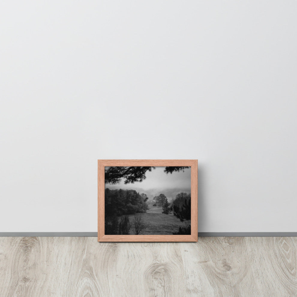 Mist of Valley Forge in Black and White Framed Photo Paper Wall Art Prints, Red Oak, 8" X 10"
