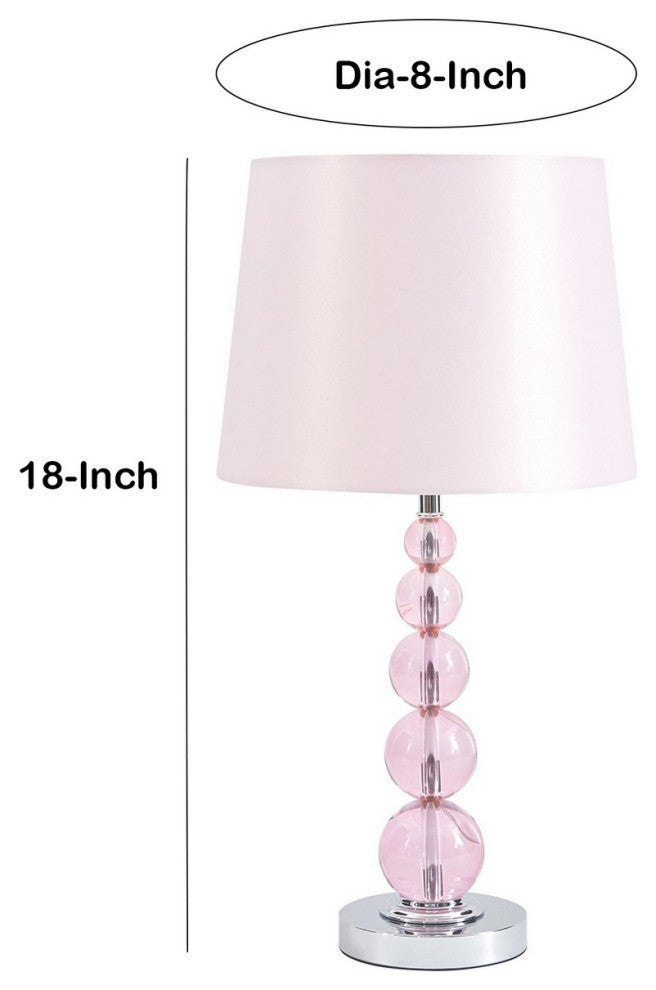 Benzara BM230974 Hardback Shade Table Lamp With Crystal Accents, Pink