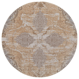 Neoma Traditional Medallion, Silver/Tan/Gray, 7'9"x7'9" Round Rug