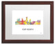 Fort Worth Texas Skyline Wb-1' Matted Framed Art, Wood Frame, White Matte, 20x16