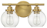 Carson Bathroom Vanity Light, Warm Brass, 2-Light Bath