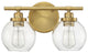 Carson Bathroom Vanity Light, Warm Brass, 2-Light Bath