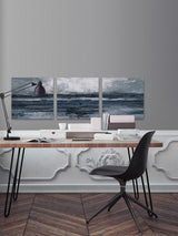Dark Vast Ocean II Triptych, 36"x12"