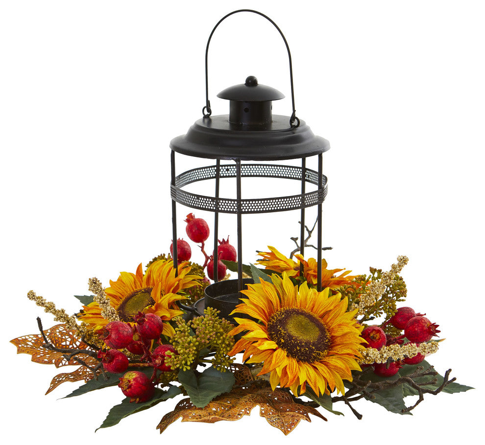 Nearly Natural Sunflower Berry Artificial Arrangement Candelabrum