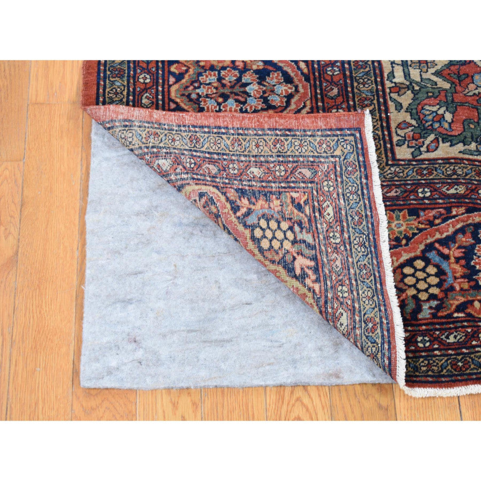 Barn Red Antique Persian Feraghan Sarouk Soft Wool Hand Knotted Rug 9'x12'