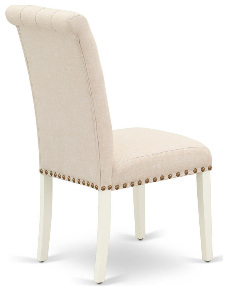 3Pc Dinette Set, Nail Head Chairs, Butterfly Leaf Table, Linen White