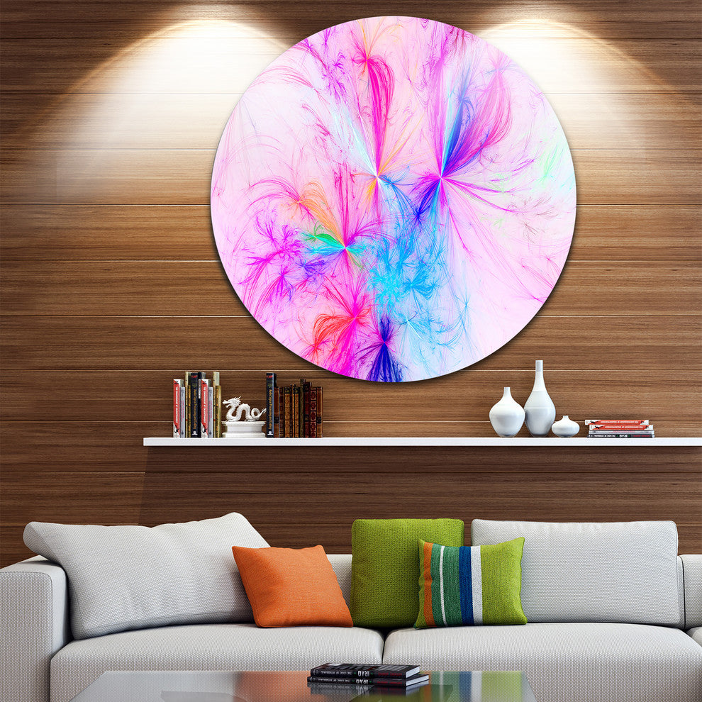 Christmas Fireworks Pink, Digital Art Round Wall Art, 11"