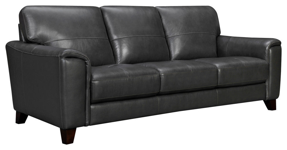 Bergen 87" Genuine Leather Square Arm Sofa, Pewter