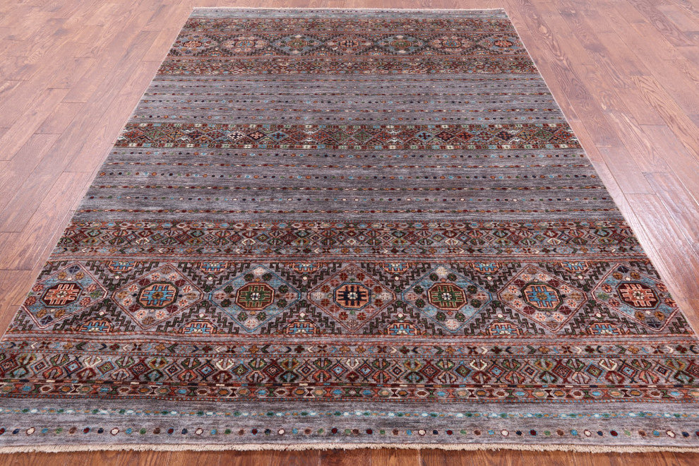 6' 10" X 9' 9" Khorjin Super Kazak Handmade Wool Rug Q9886