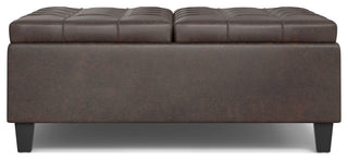 Harrison Large Square Coffee Table Storage Ottoman, Distressed Brown