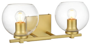 2 Light Brass And Clear Bath Sconce