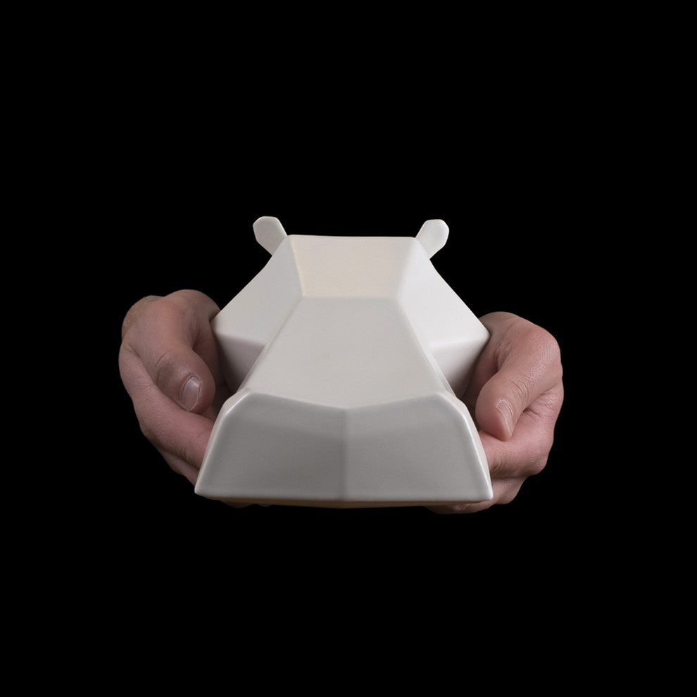 Hamilton the Hippo, Charcoal Ceramic, White