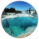 Fantastic Blue Yellowstone Lake, Landscape Round Metal Wall Art, 23"