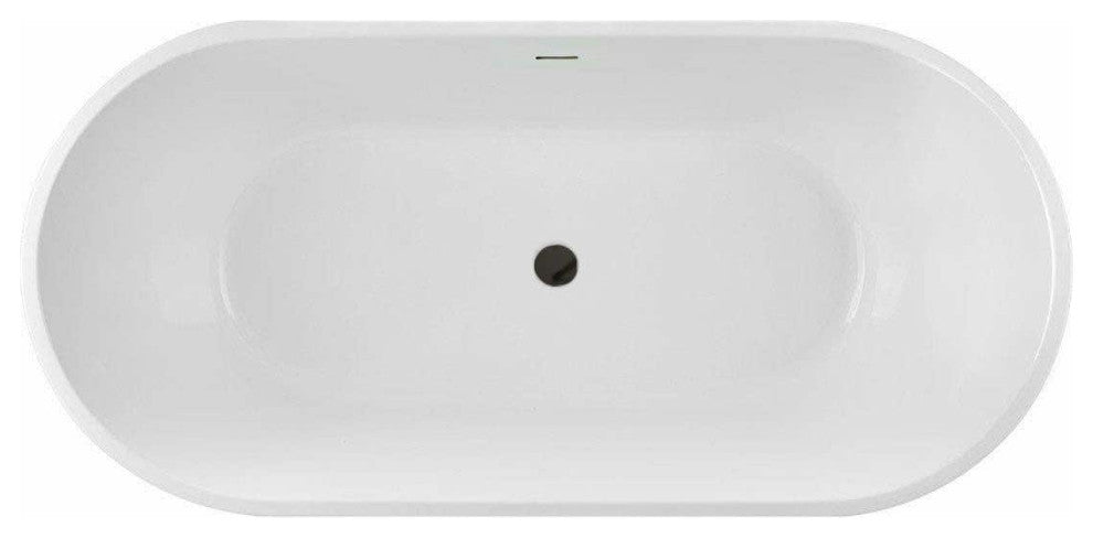 Mia Acrylic Double Ended Freestanding Tub, White / Gun Metal Drain, 47 Inch