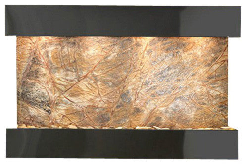 Sunrise Springs Wall Fountain, Blackened Copper, Rainforest Brown Marble, Square