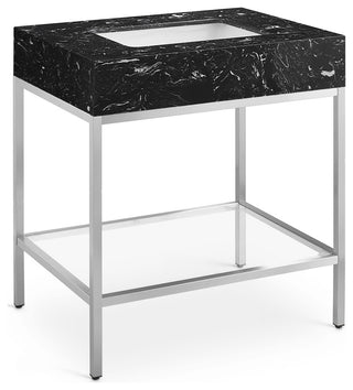Marmo Bathroom Vanity, Black, 30" Wide, Satin Chrome Finish