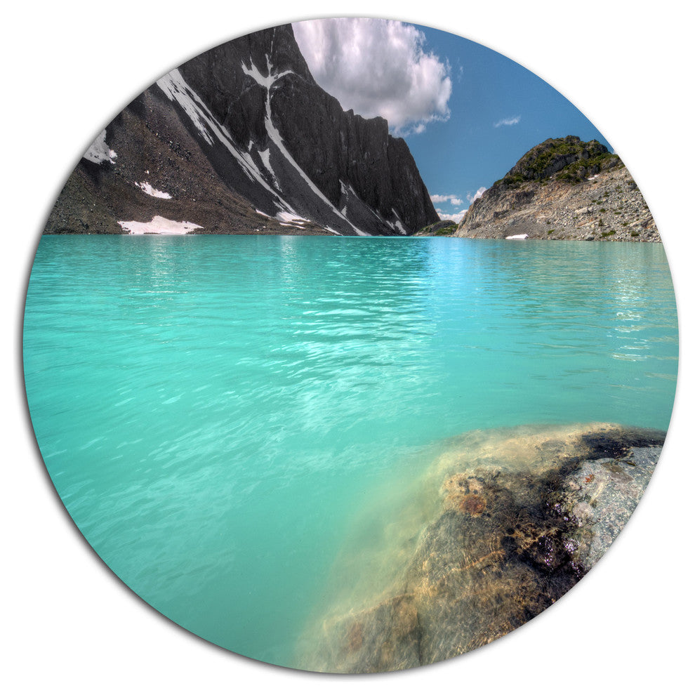 Crystal Clear Mountain Lake, Landscape Disc Metal Artwork, 11"