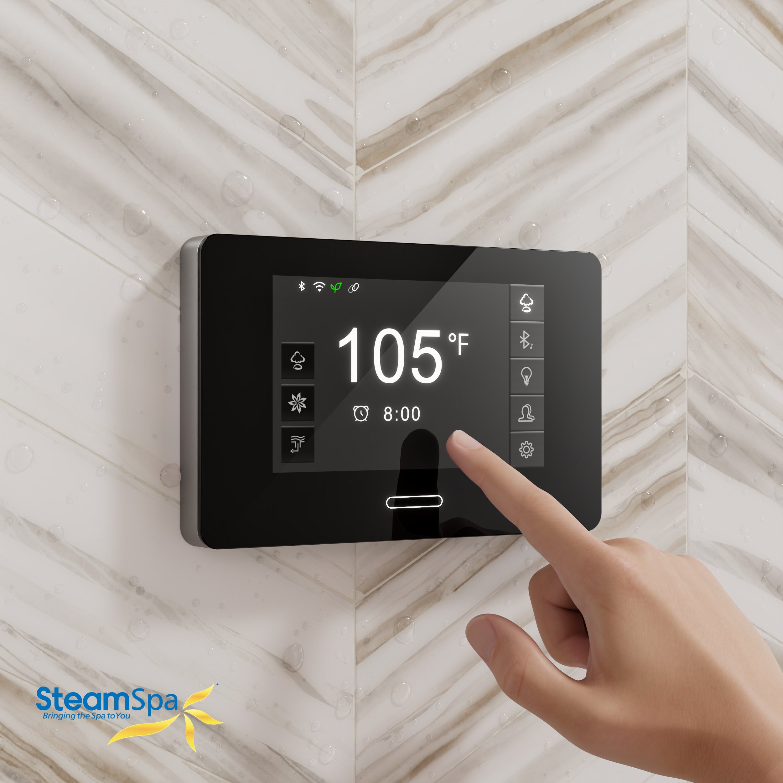 Black Series Wifi/Bluetooth 7.5kW QuickStart Steam Bath Set, Polished Chrome