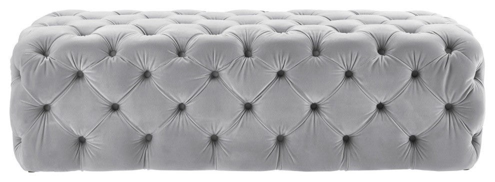 Kaylee Grey Velvet Ottoman