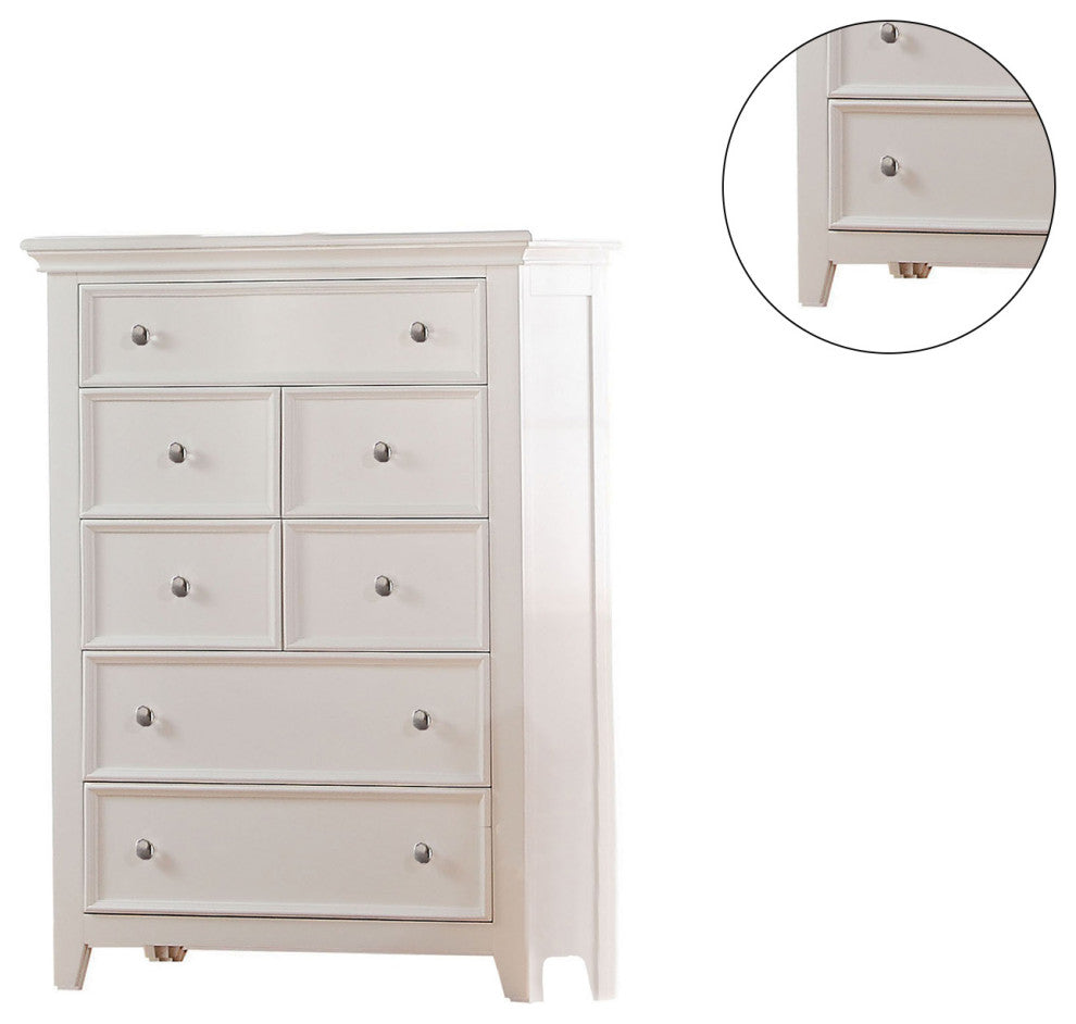 Chest with 5 Drawers and Tapered Legs, White