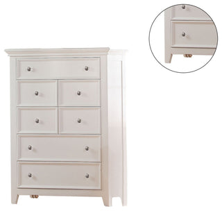 Chest with 5 Drawers and Tapered Legs, White