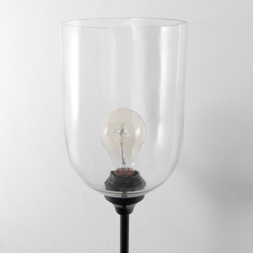 Clyde Matte Black Metal With Glass Round Wall Sconce, 35" x 8"