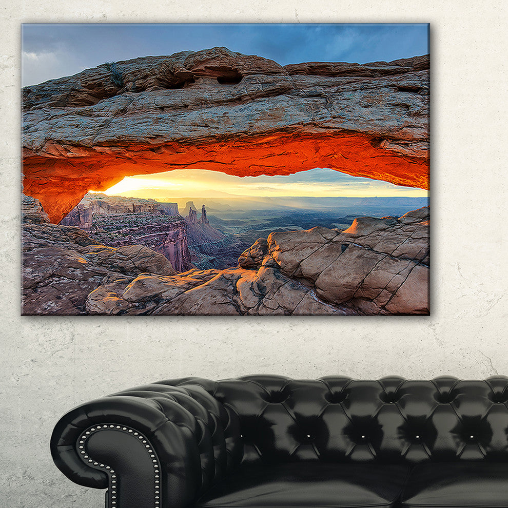 "Sunrise At Mesa Arch in Canyon Lands" Large Flower Canvas Wall Art, 40"x20"