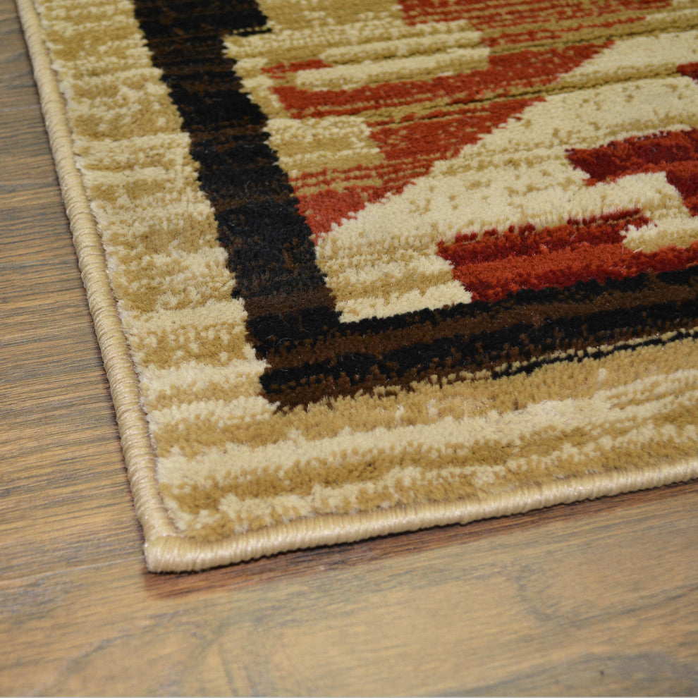 Lodge King High Country Multi Rustic Moose Area Rug, 2'3"x7'7"