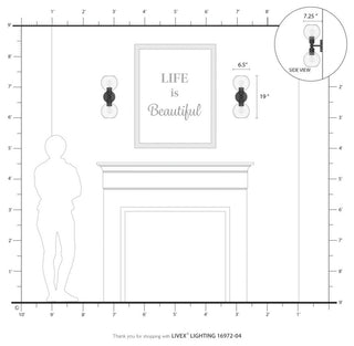 Downtown 2 Light Black With Brushed Nickel Accents Sphere Vanity Sconce