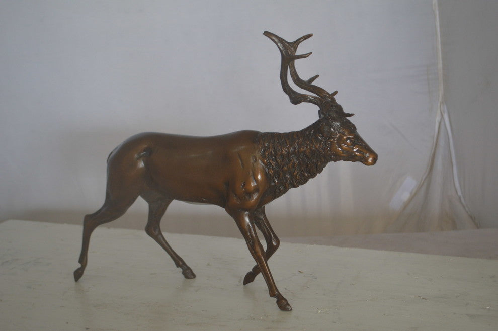 Running Deer Bronze Statue -  Size: 15"L x 4"W x 13"H.