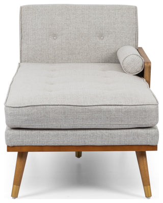 Haddie Fabric Chaise Sectional, Beige and Dark Walnut