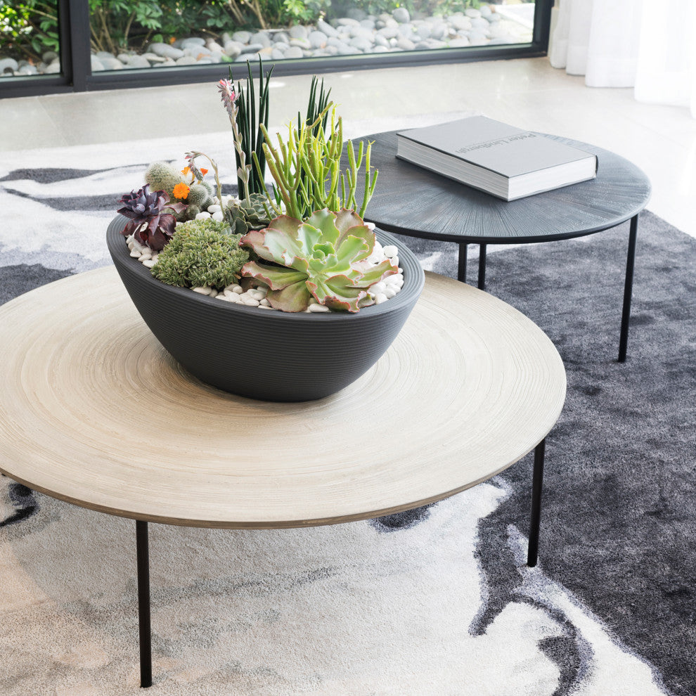 Delano Double Walled Tall Modern Indoor Outdoor Pot, Mocha