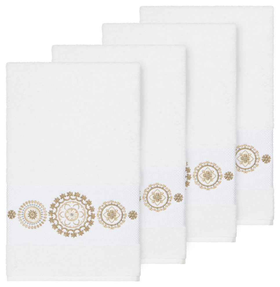 Isabelle 4 Piece Embellished Hand Towel Set