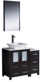 Torino 36" Espresso Modern Bathroom Vanity With Side Cabinet, FFT3112BN