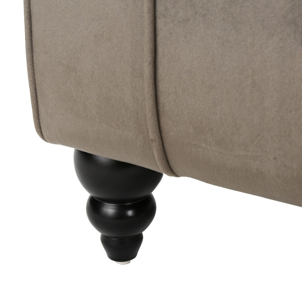 GDF Studio Rafaela Tufted New Velvet Chaise Lounge, Gray
