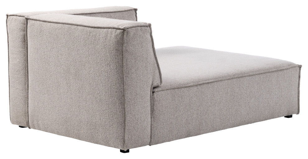 Burt Square Arm Modular Chaise Lounge, Taupe Boucle, Right End