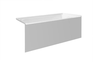 pSpace White Acrylic Bathtub, Smooth Integral Skirt 54"x32", Right Hand