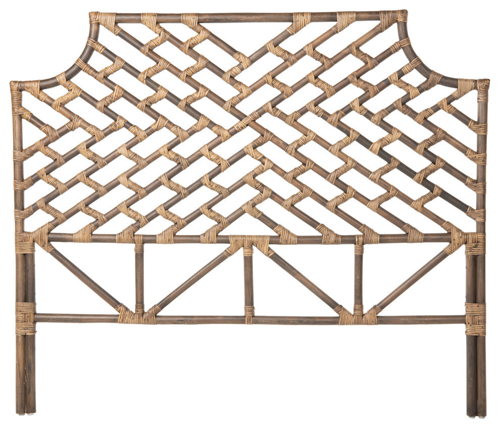 Rattan Chippendale Headboard, Antique Brown, California King Size