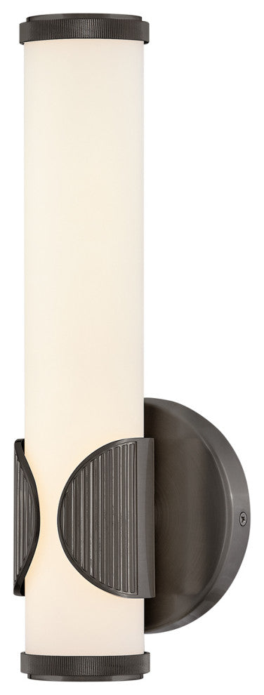 Hinkley Femi 13" Small LED Bath Vanity Sconce, Black Oxide + Etched Opal Glass