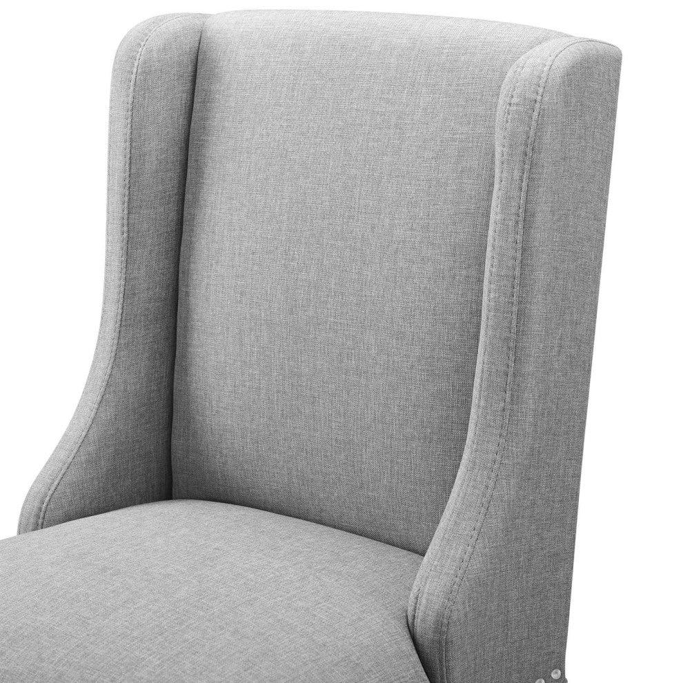 Bar Stool Chair Barstool, Set of 2, Fabric, Wood, Gray, Modern, Bar Pub