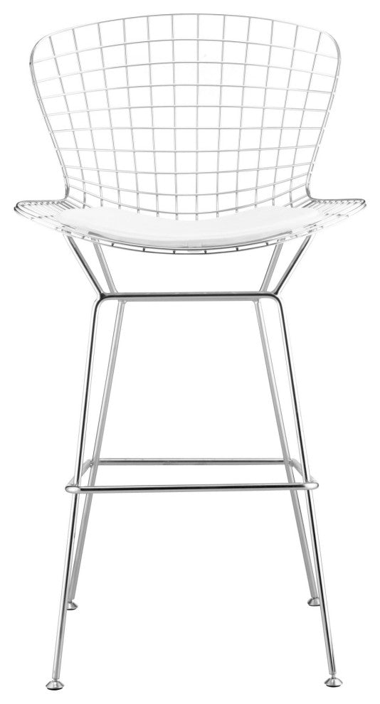 Bar Stool Chair Barstool, Set of 2, Steel Metal, Chrome, Mid Century Cafe
