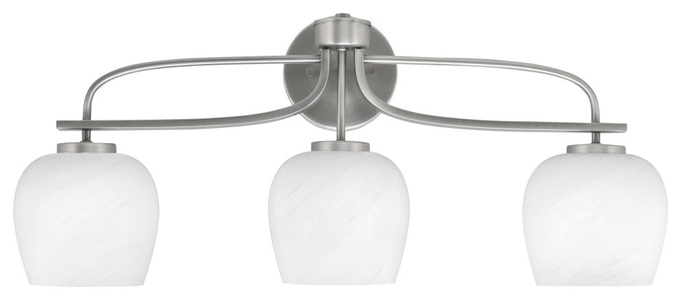 Cavella 3 Light Bath Bar, Graphite Finish, 6" White Marble Glass