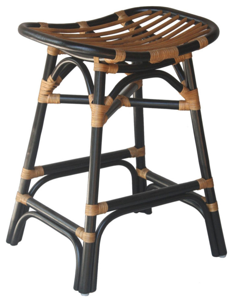 Damara Rattan Counter Stool, Black
