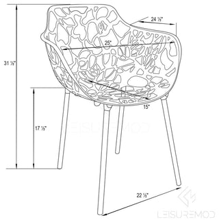 LeisureMod Modern Devon Aluminum Chair, Set of 4 Red