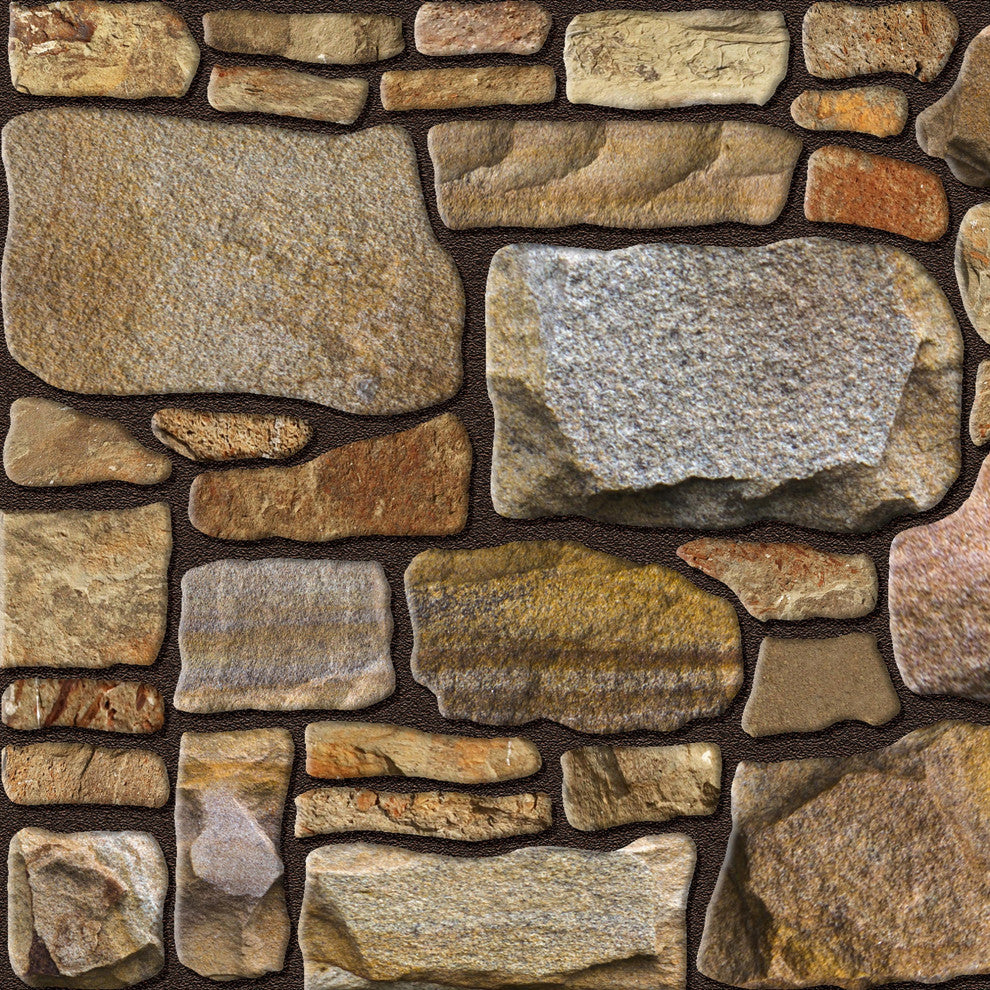 Faux Stone 3D Wall Panels, Beige Bronze Lilac, Set of 10, Covers 54 sq ft